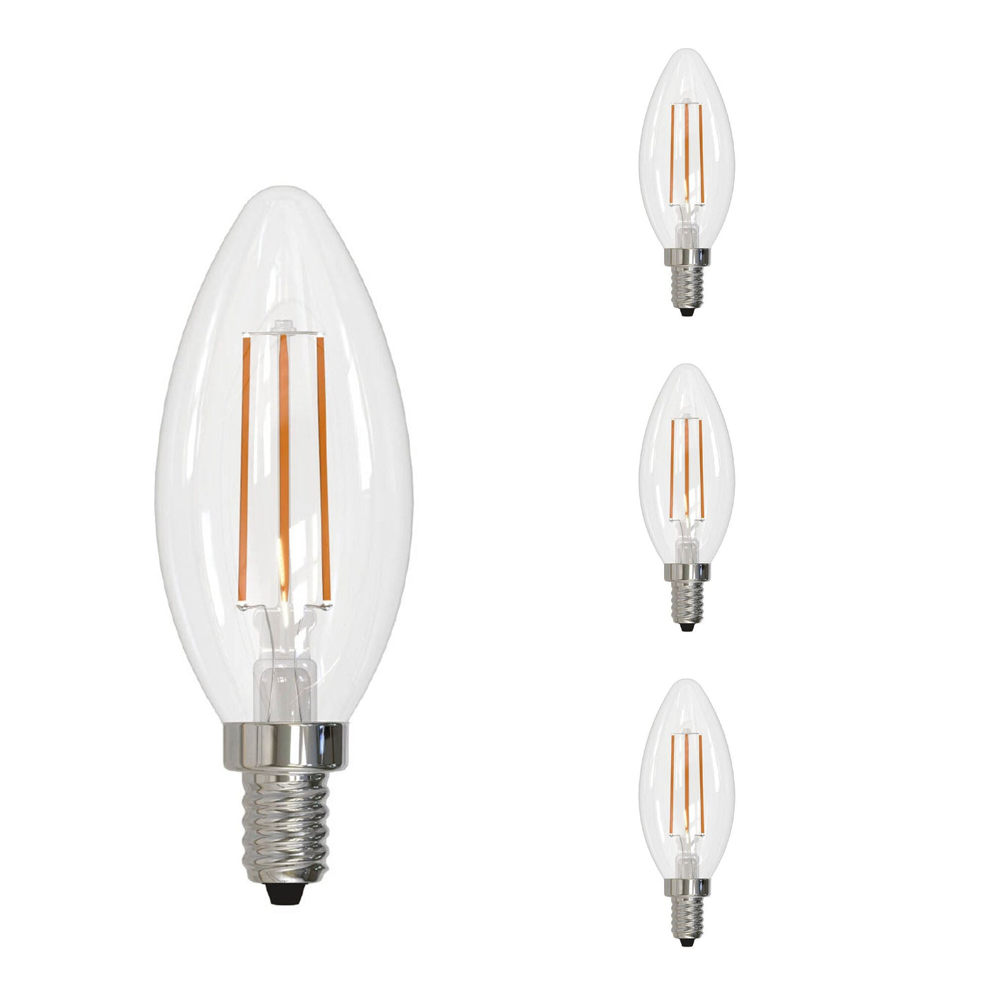 Antique Hardware 4W LED B11 3000K Filament E12 Fully Compatible Dimming JA8-4PK Bulb