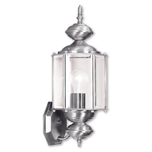 ##Antique Hardware## 1 Light Brushed Nickel Outdoor Wall Lantern