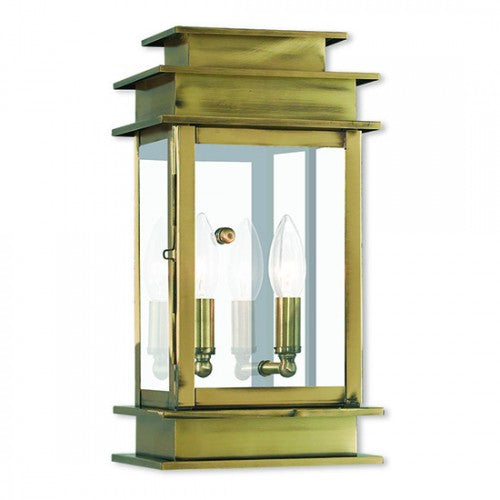 ##Antique Hardware## 2 Light Antique Brass Outdoor Wall Lantern