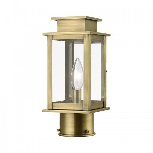 ##Antique Hardware## 1 Light Antique Brass Outdoor Mini Post Top Lantern