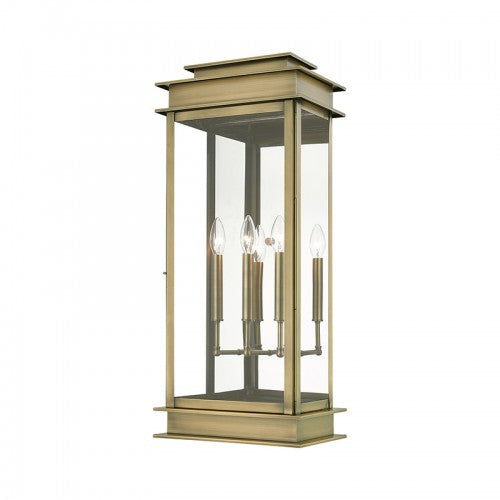 ##Antique Hardware## 3 Light Antique Brass with Polished Chrome Stainless Steel Reflector Outdoor Extra Large Wall Lantern