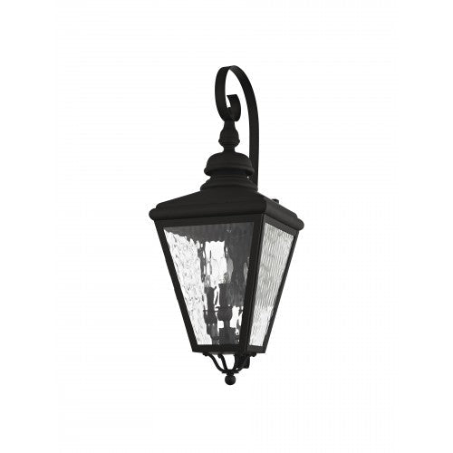 ##Antique Hardware## 3 Light Black Outdoor Wall Lantern