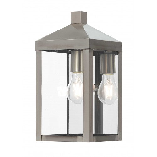 ##Antique Hardware## 1 Light Brushed Nickel Outdoor Wall Lantern