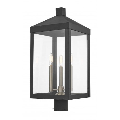 ##Antique Hardware## 3 Light Black Outdoor Post Top Lantern