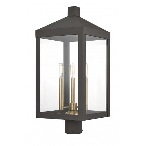 ##Antique Hardware## 3 Light Bronze Outdoor Post Top Lantern