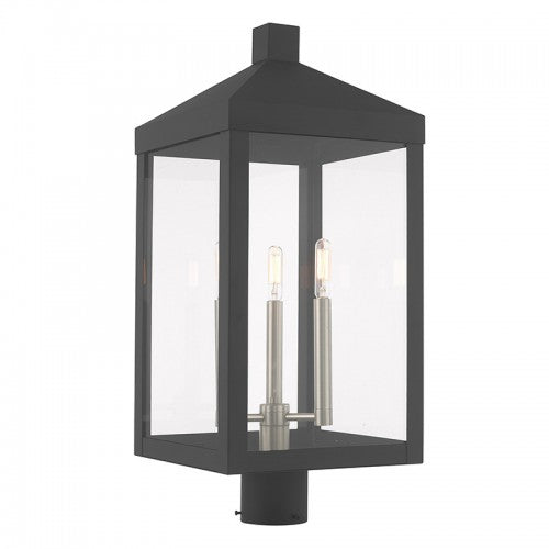 ##Antique Hardware## 3 Light Scandinavian Gray Outdoor Post Top Lantern