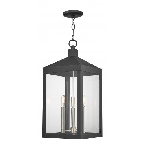 ##Antique Hardware## 3 Light Black Outdoor Pendant Lantern
