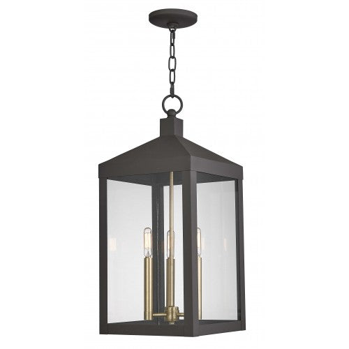 ##Antique Hardware## 3 Light Bronze Outdoor Pendant Lantern