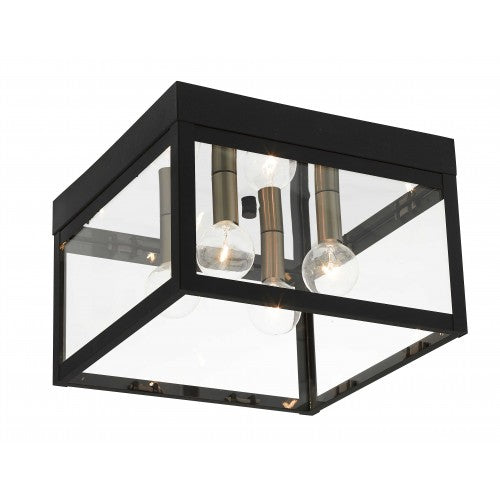 Antique Hardware 4 Light Black Outdoor Ceiling Mount Exterior