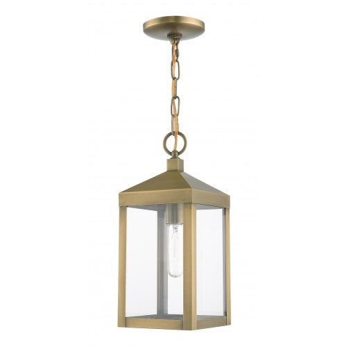 ##Antique Hardware## 1 Light Antique Brass Outdoor Pendant Lantern