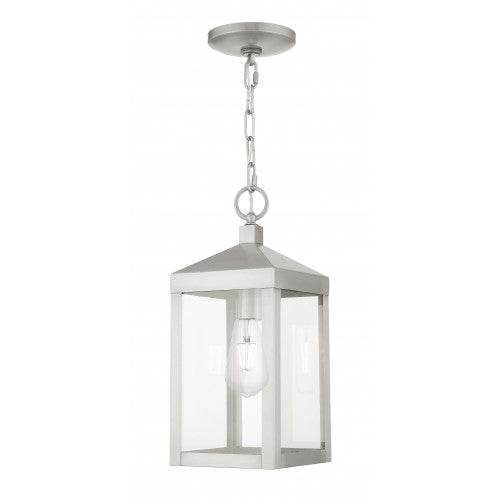 ##Antique Hardware## 1 Light Brushed Nickel Outdoor Pendant Lantern