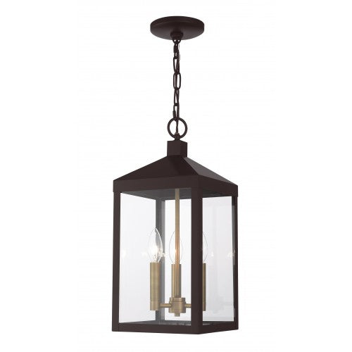##Antique Hardware## 3 Light Bronze Outdoor Pendant Lantern