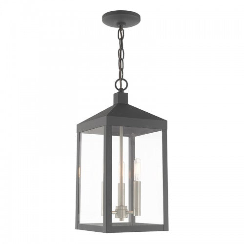 ##Antique Hardware## 3 Light Scandinavian Gray Outdoor Pendant Lantern