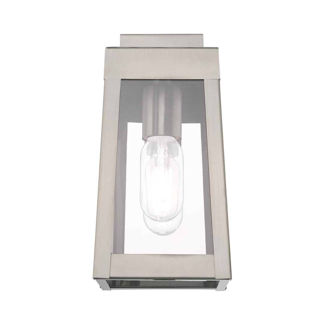 ##Antique Hardware## 1 Light Brushed Nickel Outdoor Wall Lantern