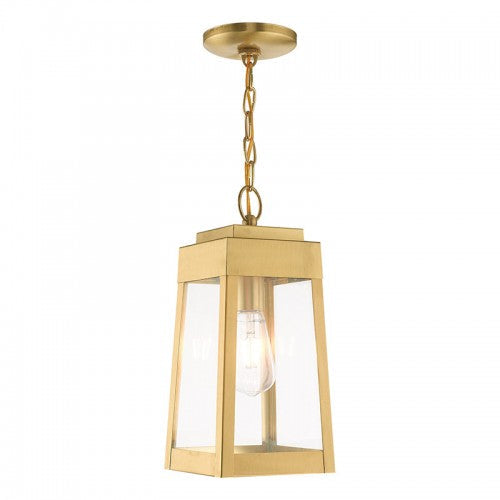 Antique Hardware 1 Light Satin Brass Outdoor Pendant Lantern Exterior