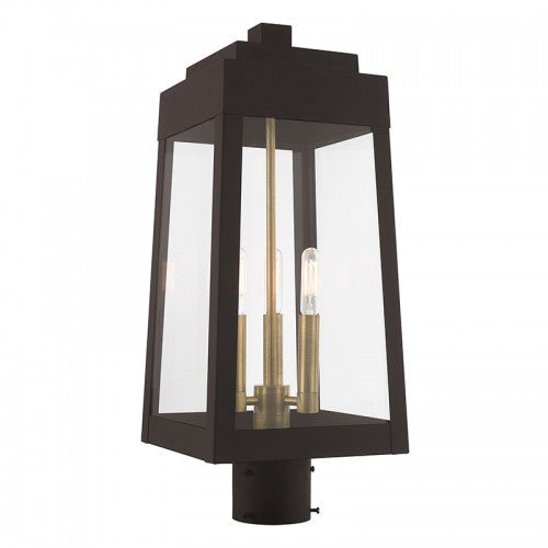 ##Antique Hardware## 3 Light Bronze Outdoor Post Top Lantern