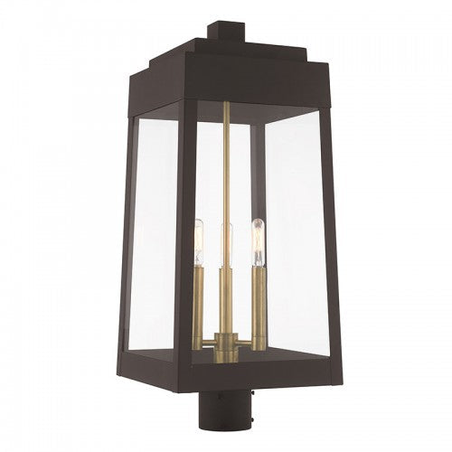 ##Antique Hardware## 3 Light Bronze Outdoor Post Top Lantern