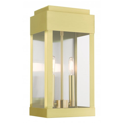 Antique Hardware 2 Light Satin Brass Outdoor Wall Lantern Exterior