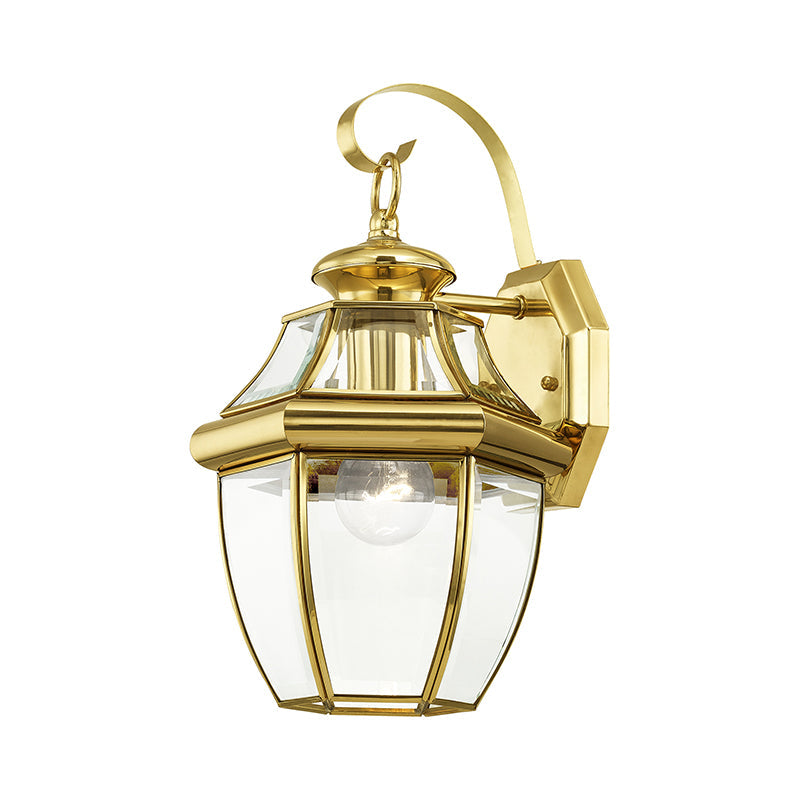 ##Antique Hardware## 1 Light Polished Brass Outdoor Wall Lantern