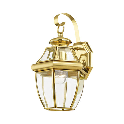 ##Antique Hardware## 1 Light Polished Brass Outdoor Wall Lantern