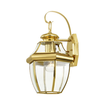 ##Antique Hardware## 1 Light Polished Brass Outdoor Wall Lantern