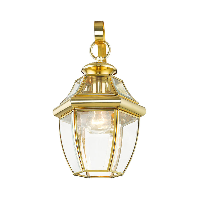 ##Antique Hardware## 1 Light Polished Brass Outdoor Wall Lantern