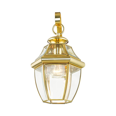 ##Antique Hardware## 1 Light Polished Brass Outdoor Wall Lantern