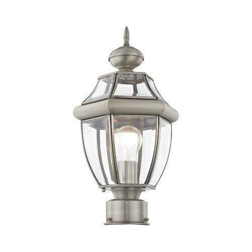 ##Antique Hardware## 1 Light Brushed Nickel Outdoor Post Top Lantern