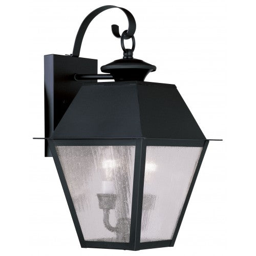##Antique Hardware## 2 Light Black Outdoor Wall Lantern