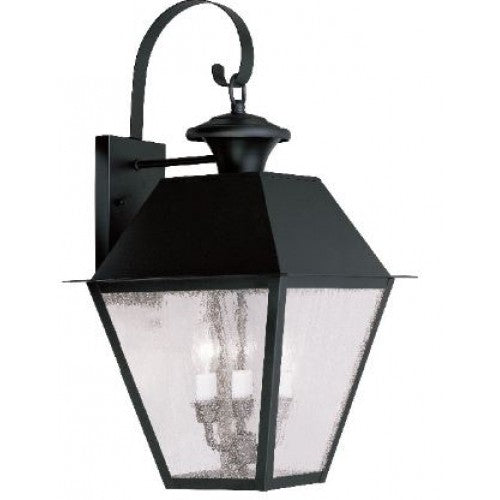 ##Antique Hardware## 3 Light Black Outdoor Wall Lantern