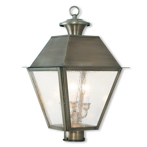 Antique Hardware 3 Light Vintage Pewter Post Top Lantern Post