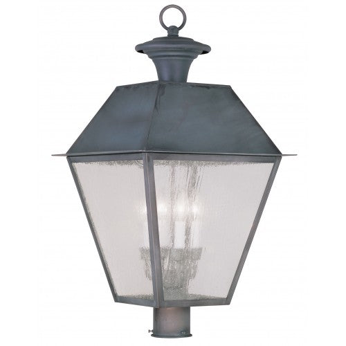 ##Antique Hardware## 4 Light Charcoal Outdoor Post Top Lantern