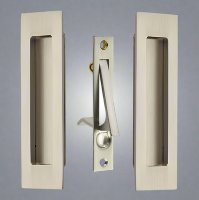 Antique Hardware 6 Inch Solid Brass Modern Rectangular Pocket Door Pull Set FLUSH-PULL-POCKET DOOR