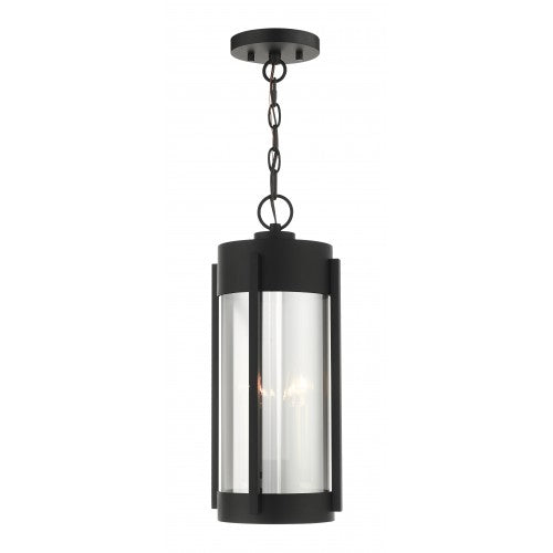 ##Antique Hardware## 2 Light Black Outdoor Pendant Lantern