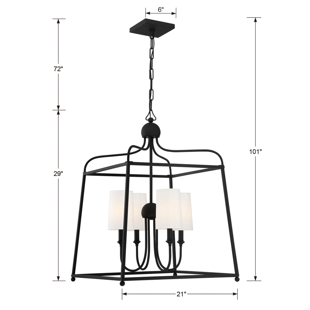 ##Antique Hardware## Libby Langdon Sylvan 4 Light Black Forged Chandelier