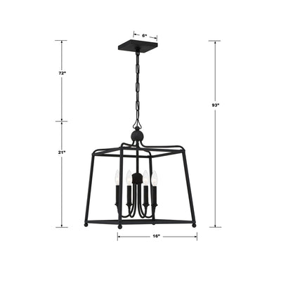 ##Antique Hardware## Libby Langdon Sylvan 4 Light Black Forged Mini Chandelier