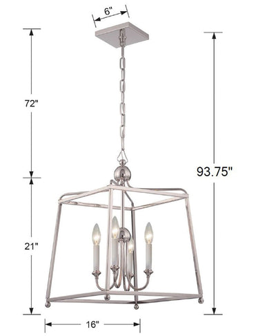 ##Antique Hardware## Libby Langdon Sylvan 4 Light Polished Nickel Mini Chandelier