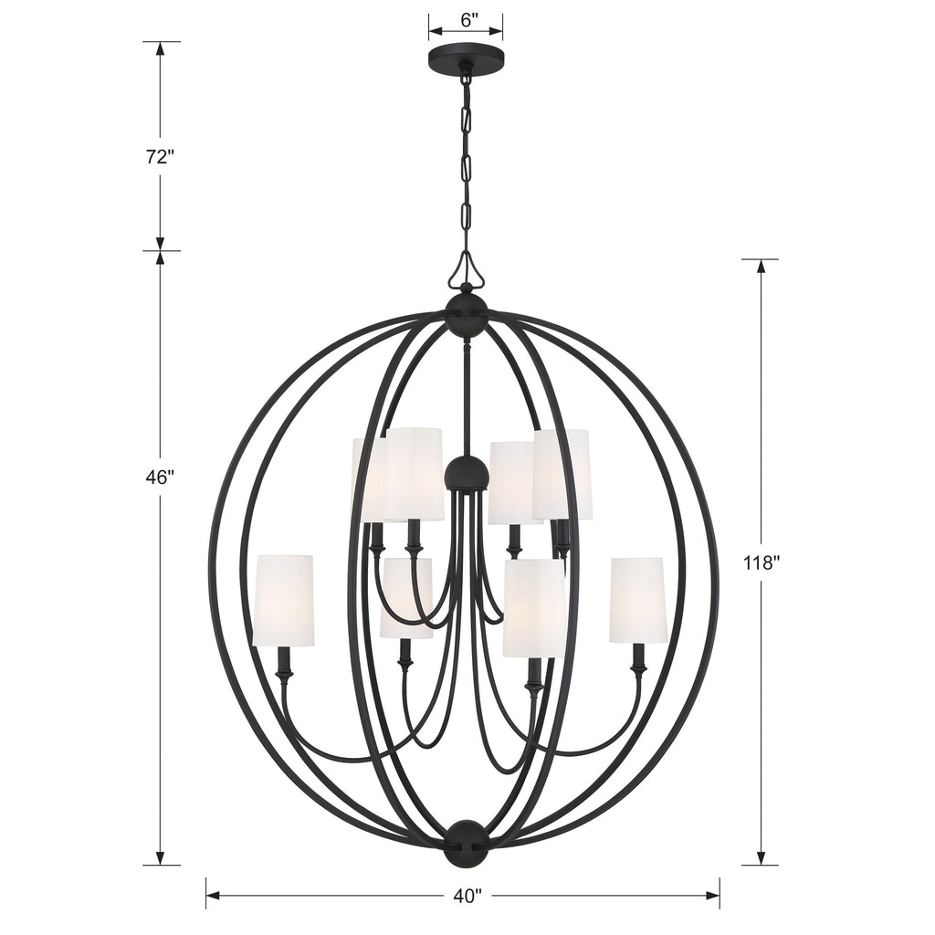 ##Antique Hardware## Libby Langdon Sylvan 8 Light Black Forged Chandelier