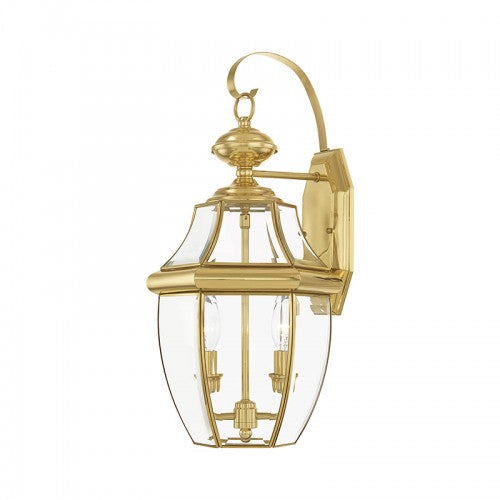 ##Antique Hardware## 2 Light Polished Brass Outdoor Wall Lantern