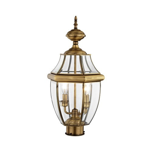 ##Antique Hardware## 2 Light Antique Brass Outdoor Post Top Lantern