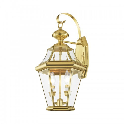 Antique Hardware 2 Light Polished Brass Outdoor Wall Lantern Exterior