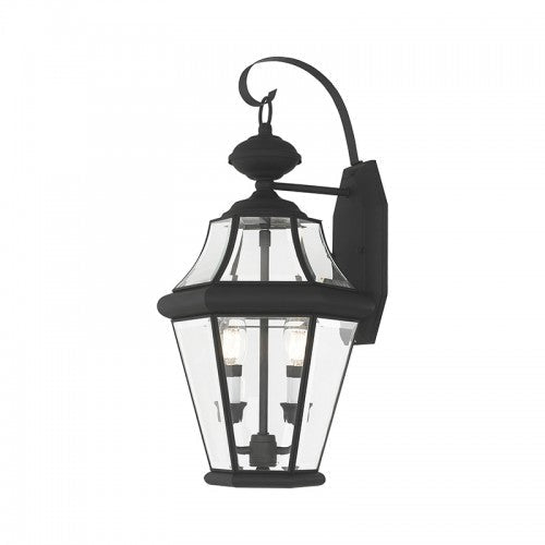 ##Antique Hardware## 2 Light Black Outdoor Wall Lantern