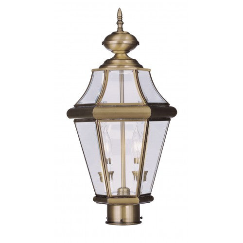 ##Antique Hardware## 2 Light Antique Brass Outdoor Post Top Lantern