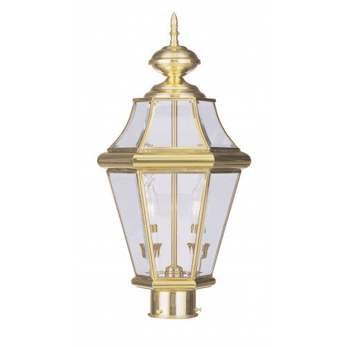 ##Antique Hardware## 2 Light Polished Brass Outdoor Post Top Lantern