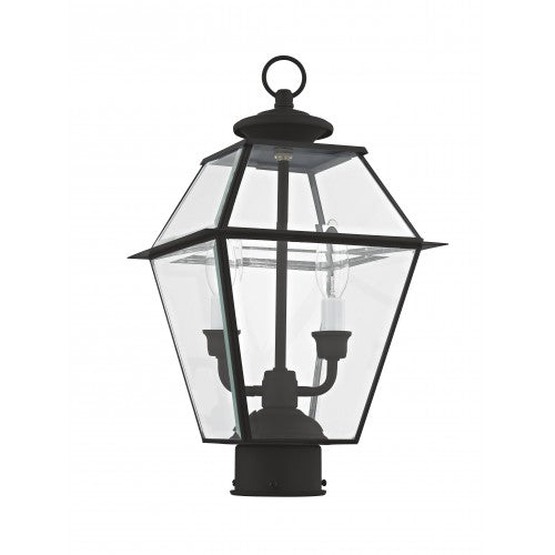 ##Antique Hardware## 2 Light Black Outdoor Post Top Lantern