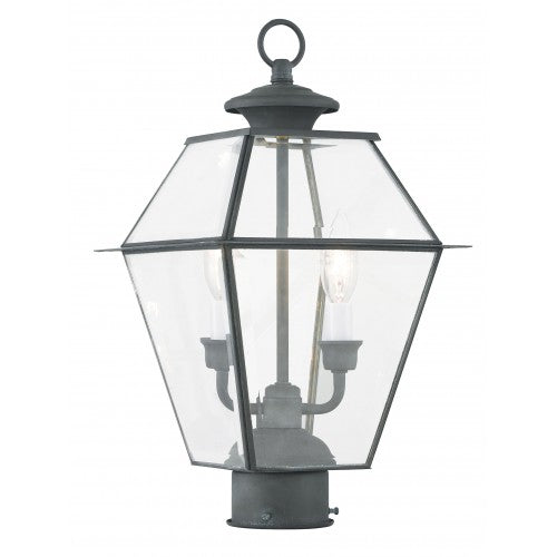 ##Antique Hardware## 2 Light Charcoal Outdoor Post Top Lantern