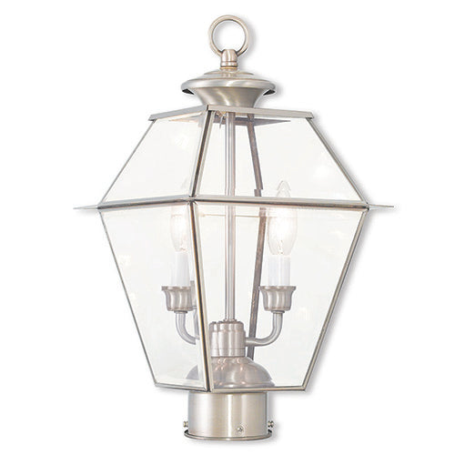 ##Antique Hardware## 2 Light Brushed Nickel Post Top Lantern