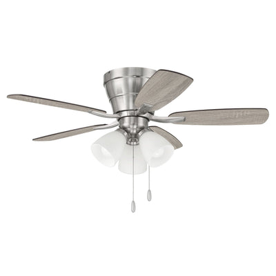 Antique Hardware 42" Wheeler 3-Light in Brushed Polished Nickel w/ Driftwood/Walnut Blades Ceiling Fan