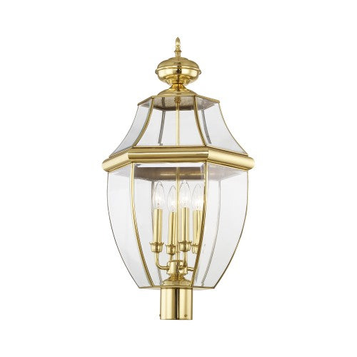 ##Antique Hardware## 4 Light Polished Brass Outdoor Post Top Lantern
