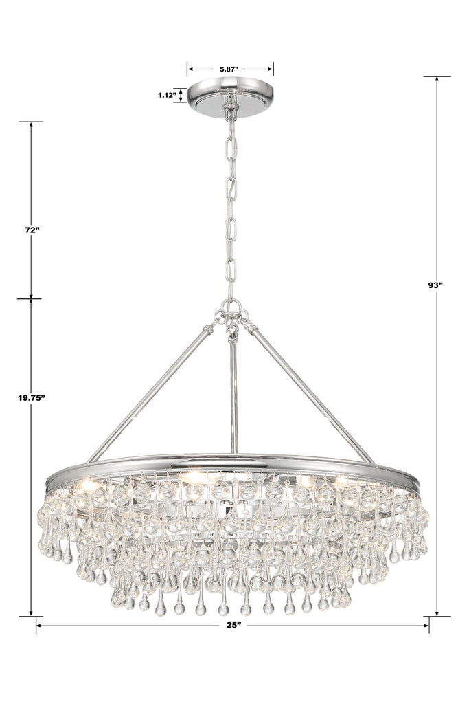 ##Antique Hardware## Calypso 6 Light Polished Chrome Chandelier